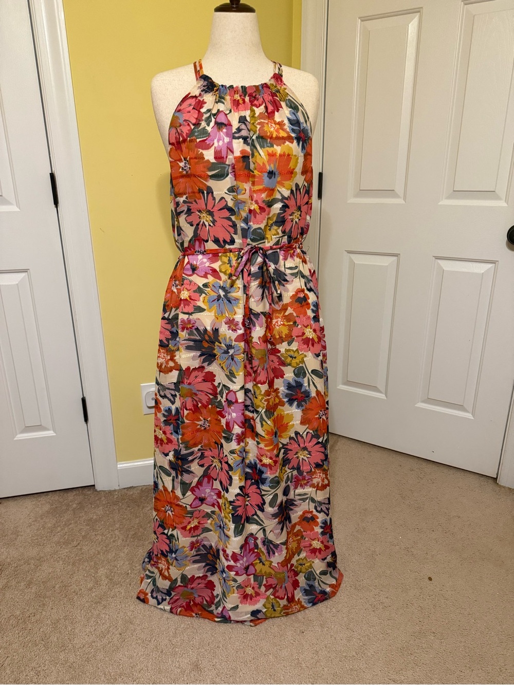 Maggy London Multicolor Floral Halter Maxi Dress